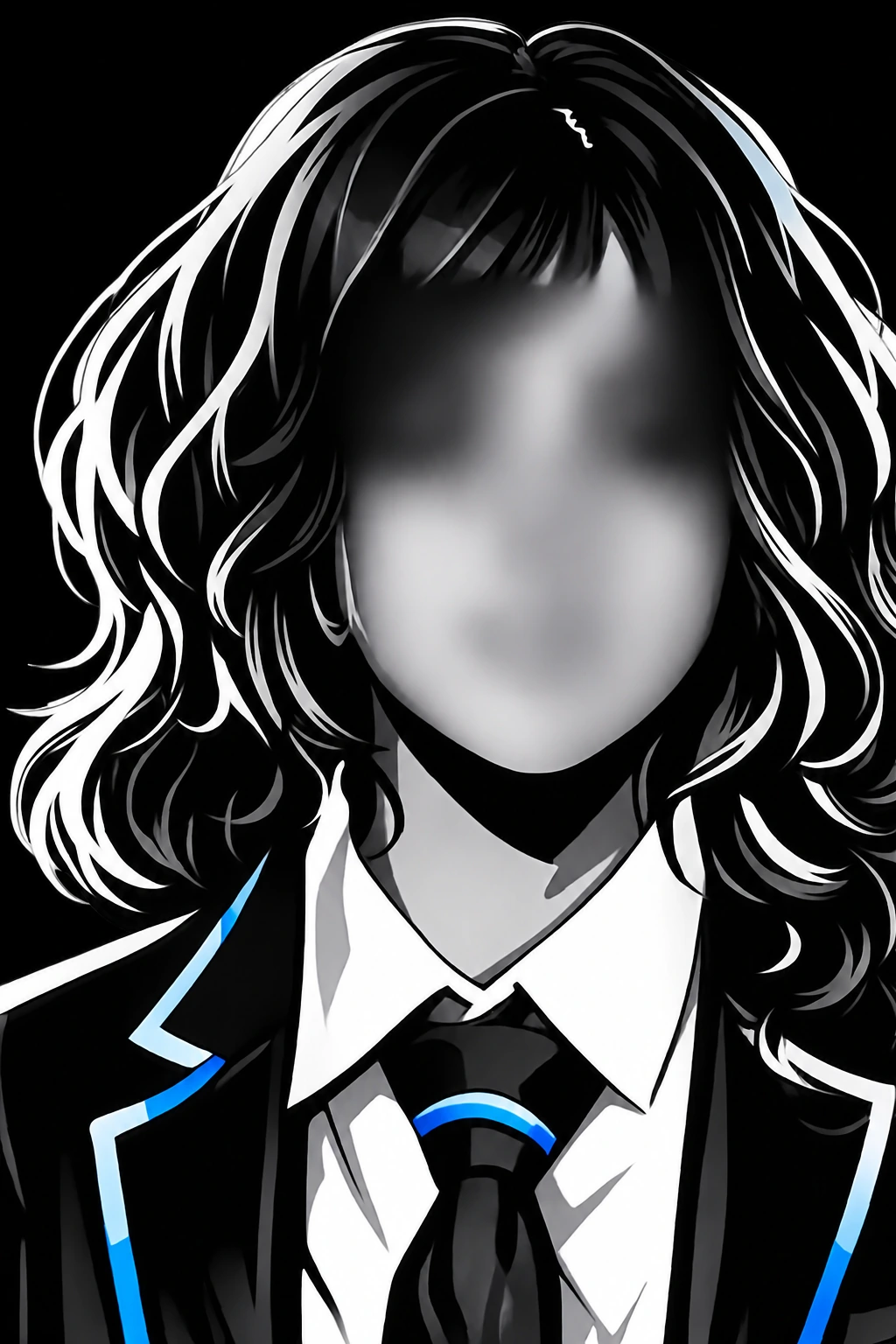 Ehlana in her DVINE uniform, with unruly hair and a deliberately unrevealed face
